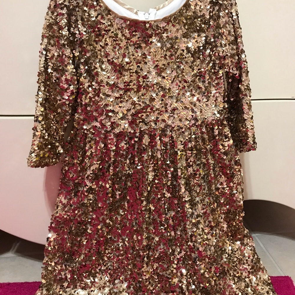 Girls gold sequin dress